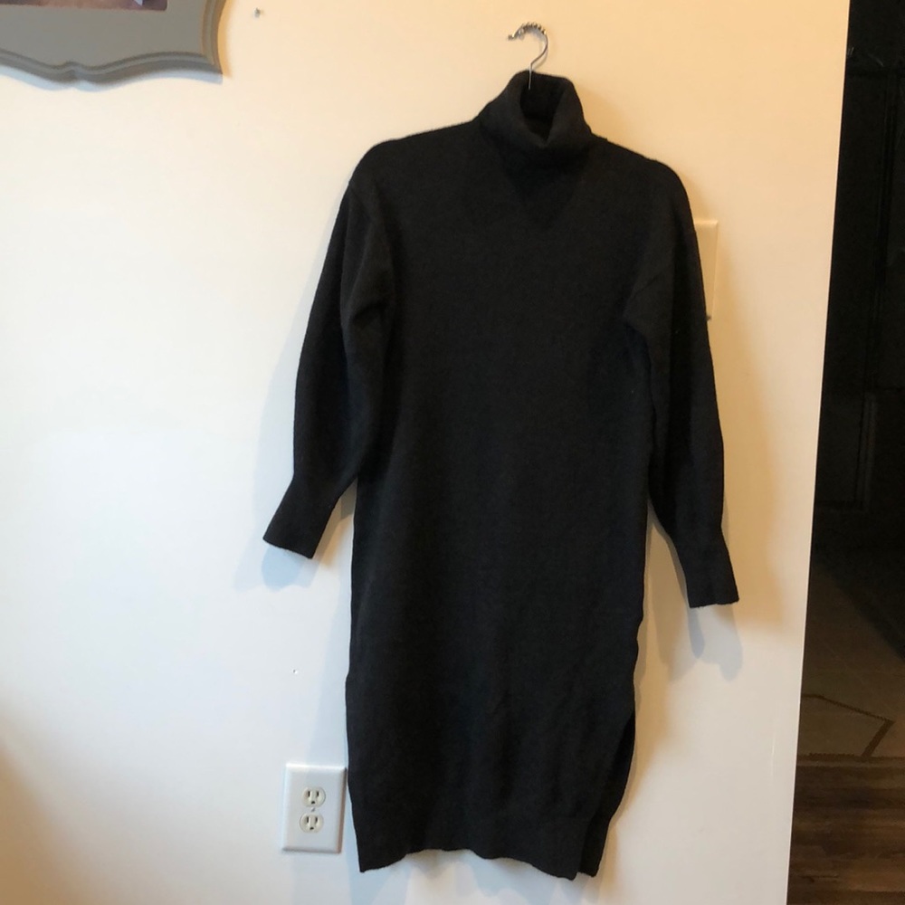 H&M dark gray turtleneck sweater dress with slit